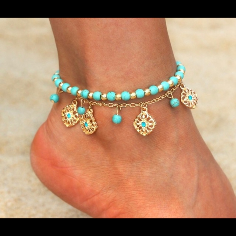 🌟3 for $20🌟Gold and Teal Anklet